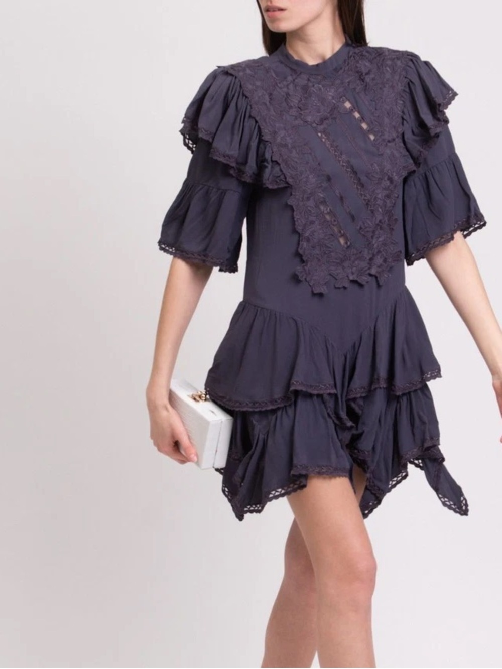 Isabel Marant Lavender-Blue Asymmetrical Ruffled Dress